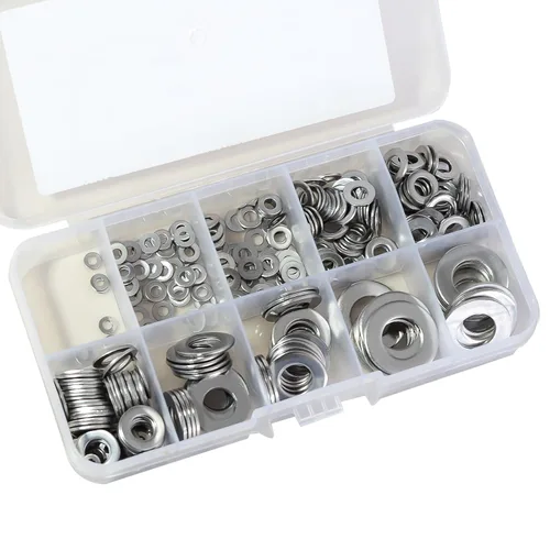 Kit de 360 arandelas planas de acero inoxidable 304, 8 tamaños (M2-M10), espaciadores métricos, herrajes inoxidables para