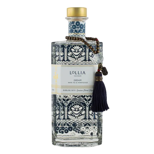 Lollia Baño de Burbujas de los Sueños, Hidratante para la Piel y Hidratación Profunda, Aceite de Aguacate y Té Verde, Jabón de Baño Burbujeante