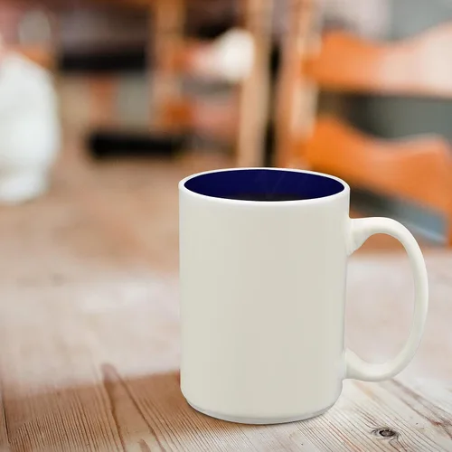 Miniatura 6 de DISCOUNT PROMOS Juego de 10 tazas de cerámica brillantes de dos tonos, 15 oz. - Gres, suave, duradero, mango en C, color azul