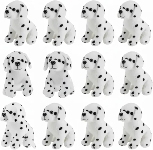 Miniatura 9 de Jiuguva 6 juguetes de peluche para perros dálmatas, perros manchados, realistas, suaves, dálmatas, recuerdos de fiesta para Halloween, carnaval
