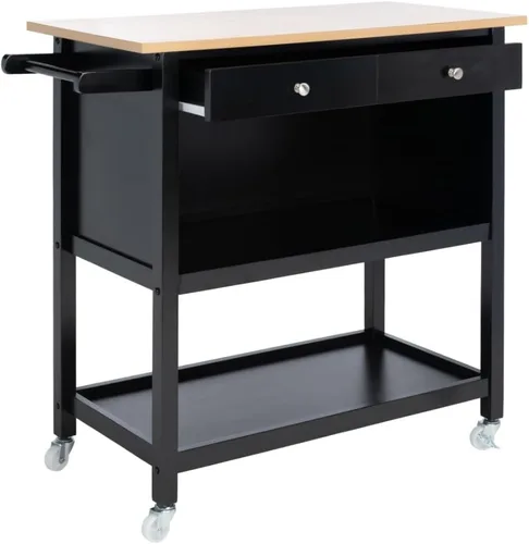Miniatura 7 de SAFAVIEH Home Collection Daley - Carrito de cocina con 2 cajones y 3 estantes, color negro mate