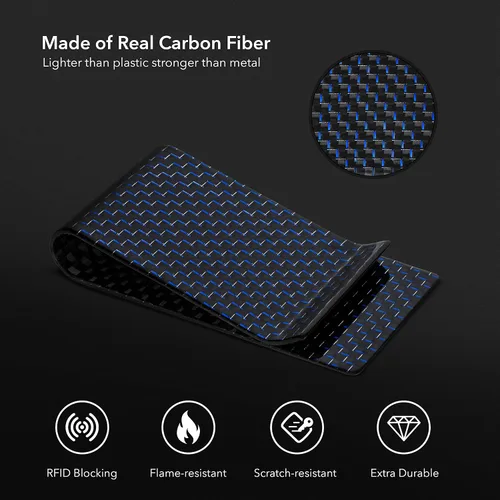 Miniatura 22 de SERMAN BRANDS Clip de dinero de fibra de carbono para hombres – Cartera delgada con clip de dinero RFID, bolsillo frontal minimalista, cartera EDC