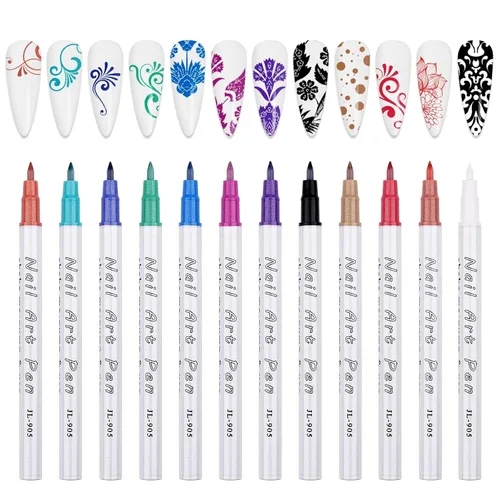 Miniatura 13 de 1 unidad de lápices blancos para arte de uñas, Kalolary 0.5mm marcadores de arte de uñas, punto de grafiti, lápiz de puntos, pincel de dibujo