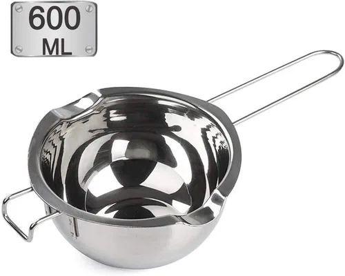 Olla de acero inoxidable doble con 600ML para derretir chocolate, caramelo y fabricación de velas (acero 18/8, inserto universal)