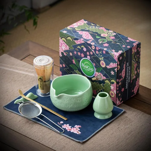 Miniatura 7 de Buucup Juego de batidor de matcha, juego de cerámica matcha incluye cuenco matcha, batidor y soporte de matcha, cuchara de bambú, soporte para Verde