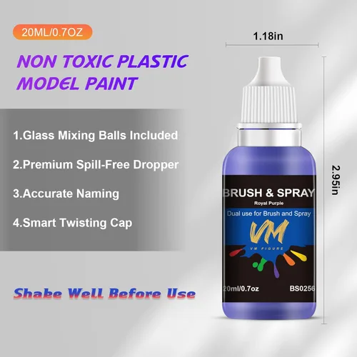 Miniatura 3 de VM - Juego de pintura en miniatura – 0.7 fl oz x 16 botellas Suministros de modelado todo en uno para figuras y pintura de modelos de plástico