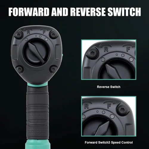 Miniatura 5 de Dotool Llave de impacto neumática de 1/2 pulgada, unidad cuadrada, resistente, 880 ft-lbs, salida de par de aflojamiento máximo, llave de impacto