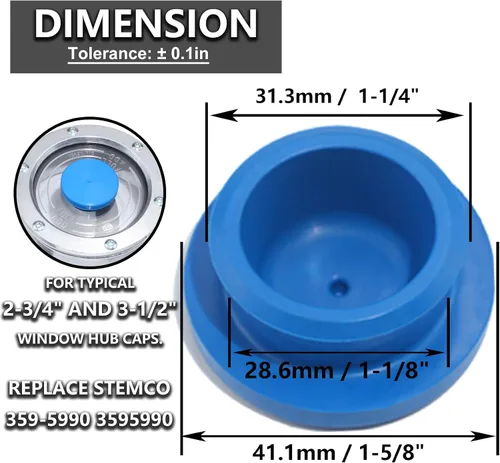 Miniatura 2 de iBroPrat 10 piezas de tapones de cubo de goma 1-1/8" para ruedas Reemplaza tapacubos de semirremolque Stemco Junta de tapacubos 359-5990 3595990 Azul