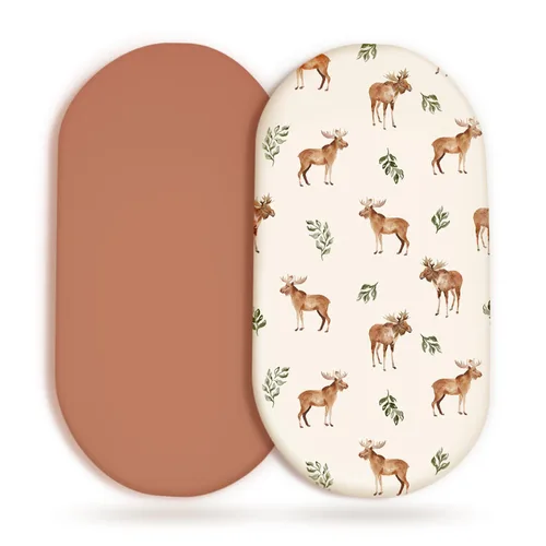 Miniatura 20 de Juego de 2 sábanas elásticas ultra suaves para moisés, ajuste universal para moisés, cuna de bebé, canasta de Moisés, colchón ovalado rectangular