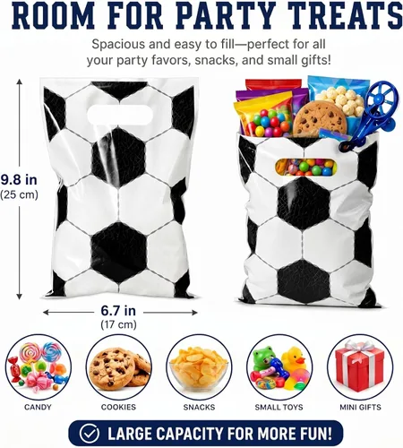 Miniatura 3 de Funrous 24 Pcs Football Sports Party Favor Bags Soccer Candy Gift Plastic Goodie Treat Bags Bulk with Handles for Baseball Basketball Theme Event
