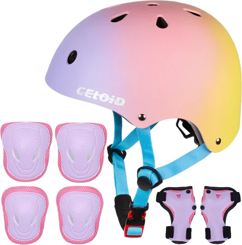 Juego de almohadillas para casco de bicicleta y patineta para niños, equipo de protección para niños pequeños, rodilleras y coderas para niños de