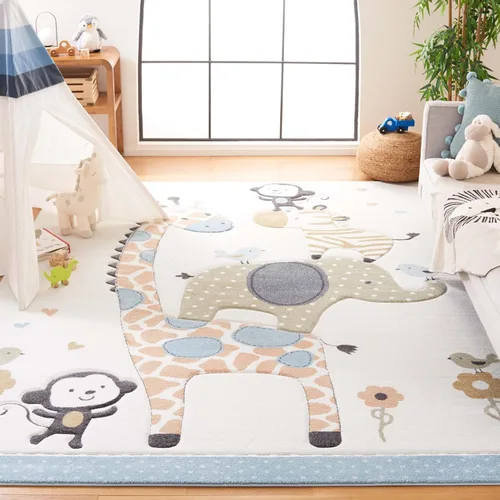 Miniatura 11 de SAFAVIEH Carousel Kids Collection - Alfombra decorativa de 2 x 3 pies, color marfil, diseño animal, no desprende pelusa y de fácil cuidado, ideal