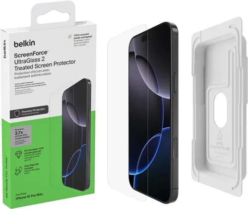 Miniatura 13 de Belkin ScreenForce InvisiGlass - Protector de pantalla de privacidad para iPhone 16 Plus, protección contra impactos resistente a los arañazos
