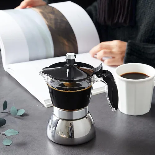 Miniatura 7 de Fdit Máquina clásica para estufa, 6 tazas de acero inoxidable, olla de café italiana octogonal para el hogar