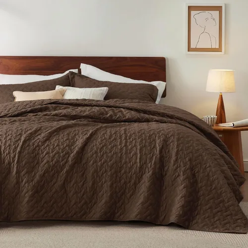 Miniatura 19 de Bedsure Colchas de tamaño Queen: colchas ligeras tamaño Queen con patrón de tejido de canasta, ropa de cama suave, colcha de edredón gris claro