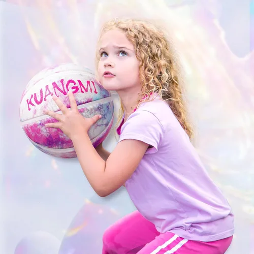 Miniatura 7 de Pelota de baloncesto de goma Kuangmi, tamaño 5 (27.5"), tamaño 4 (25.5"), hecha para juegos deportivos al aire libre y en interiores, parque, playa