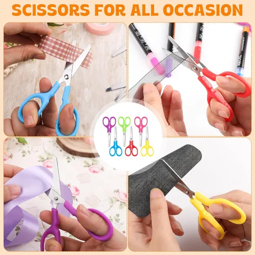 Miniatura 7 de BURVAGY Paquete de 60 tijeras para niños pequeños de 5 pulgadas, cuchillas afiladas de acero inoxidable, tijeras de agarre cómodo para niños, papel