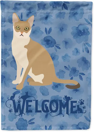 Miniatura 74 de Caroline's Treasures CK5047CHF Ojos Azules - Bandera de bienvenida con diseño de gato para casa de porche, grande, para colgar en la pared