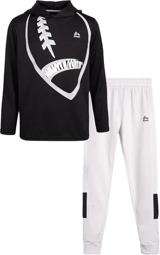 RBX Conjunto deportivo para niños Sudadera térmica deportiva de 2 piezas con capucha y pantalones deportivos de tricot (talla 8-12)