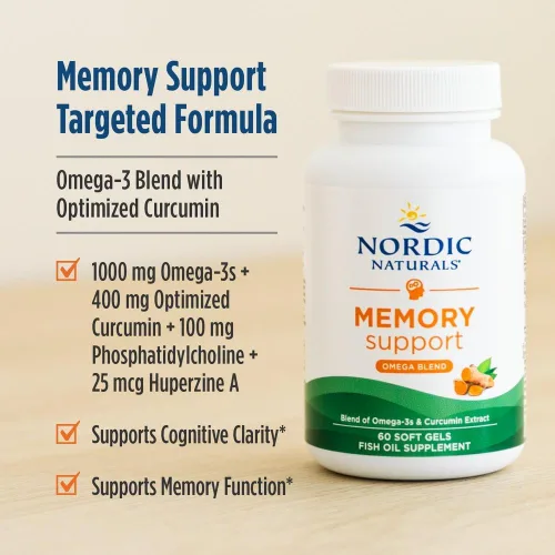 Miniatura 3 de Nordic Naturals Memoria Omega con curcumina, limón, 60 geles blandos, 1000 mg de omega-3 + 400 mg de curcumina optimizada, memoria, cognición