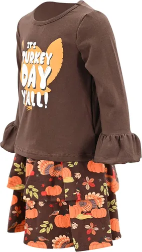 Miniatura 2 de Unique Baby Girls 2pc Skirt Set Outfit Long Sleeve Top with Skirt