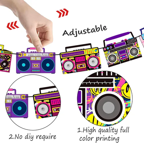 Miniatura 4 de Cinta de casete para fiestas, decoración de fiesta, 4 unidades de radio, boombox, decoración de fiesta de 1980, decoración de fiesta de hip hop