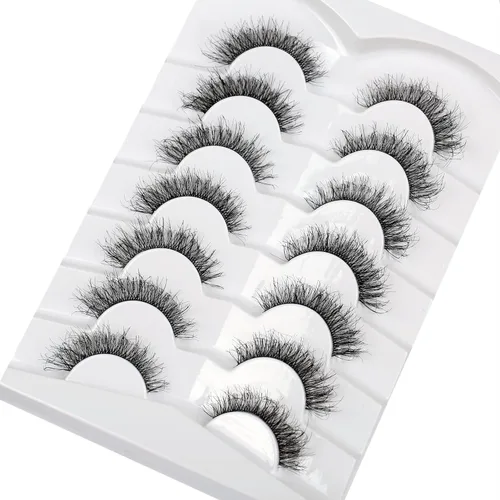 Miniatura 9 de Pooplunch Pestañas postizas con aspecto de ojo de gato look natural, pestañas cortas finas, extensión cruzada 8D volumen, pestañas postizas de visón