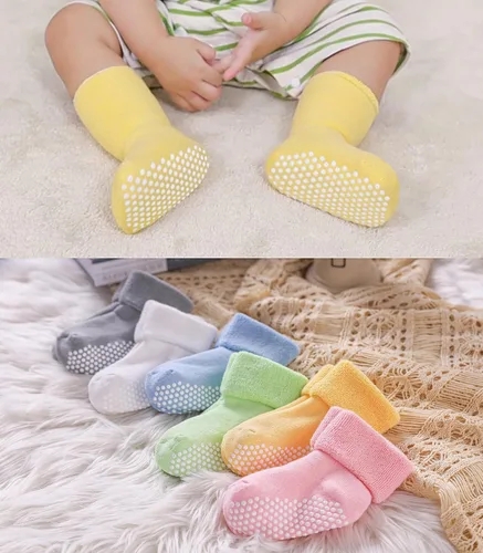 Miniatura 2 de SDBING Calcetines Antideslizantes para Bebés Niños y Niñas Infantes y Niños Pequeños Calcetines de Tobillo y Tripulación de Algodón Grueso y Cálido