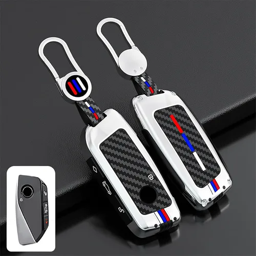 Miniatura 8 de OLLEN Funda para llavero de aleación de zinc pesada, apta para BMW 2023 ~ en adelante 5/7 Series 740i 760i X1 X2 X3 X3 X5 X6 X7 XM IX IX IX3 I5 I7