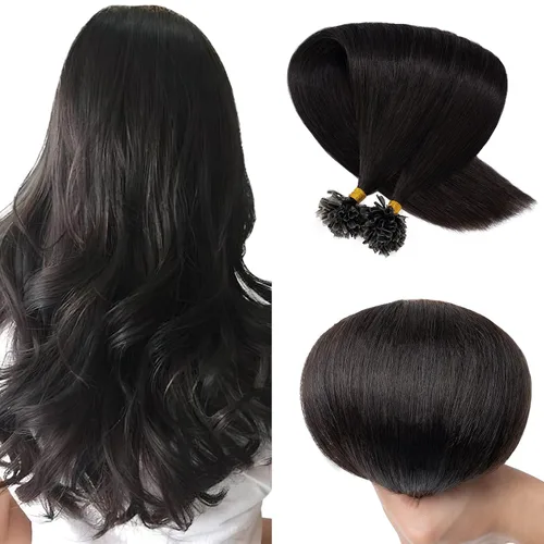 Miniatura 26 de SEGO Extensiones de cabello humano con micro cuentas, extensiones de cabello humano con micro bucle, lacio, natural, fusión fría, 1.76 oz/paquete