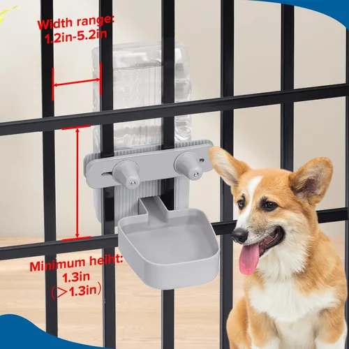 Miniatura 4 de Kenond Dispensador de agua de conejo de 50 onzas, dispensador de agua para perros por gravedad, botella de agua automática para hurones, gatos, Gris