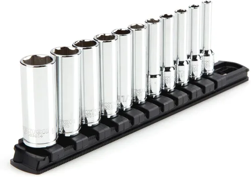 Miniatura 9 de TEKTON Juego de llaves de vaso de 6 puntos poco profundas de 1/4 pulgadas con riel, 11 piezas (5/32 - 9/16 pulgadas) SHD90101