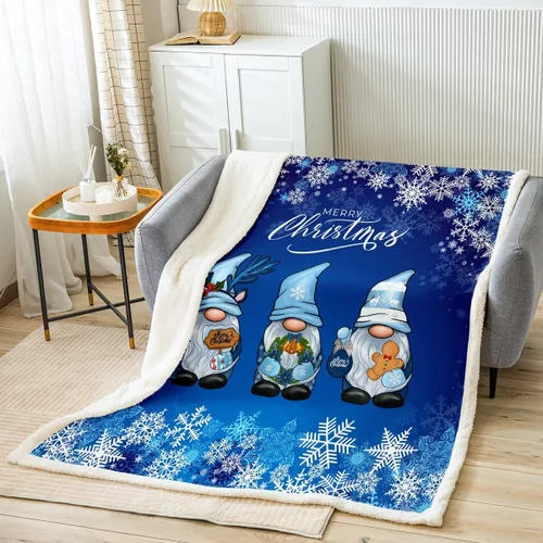 Miniatura 10 de Manfei Manta de Navidad con árbol de Navidad, muñeco de nieve, copo de nieve, para decoración de habitación de niños y niños, manta de rayas blancas