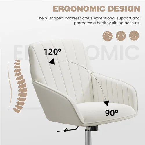 Miniatura 9 de YISHENG Silla de escritorio de oficina de terciopelo con base plateada, con ruedas, moderna altura ajustable de 360 grados, giratorias, tapizadas
