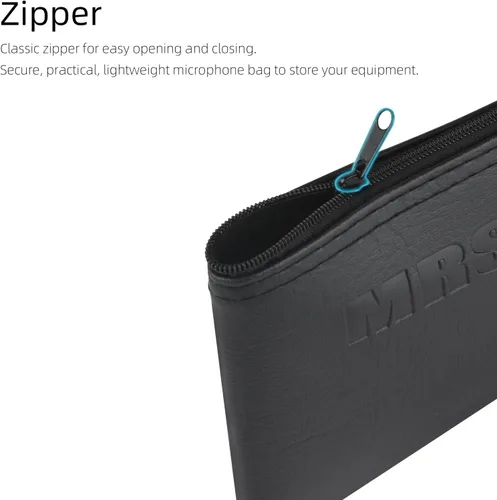 Miniatura 4 de MRSDY Bolsa para micrófono, bolsa negra con cremallera para micrófono, micrófono inalámbrico, protector de micrófono vocal a prueba de golpes, bolsa