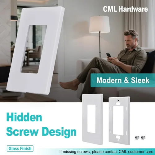 Miniatura 2 de CML - Placas de pared sin tornillos, paquete de 120 cubiertas decorativas para interruptor de luz, placa decorativa para interruptor de salida de 1