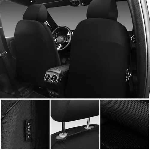 Miniatura 6 de CAR PASS Fundas de asientos de automóvil de cuero y malla de aire 3D, ajuste universal, para sedanes, camiones, SUV, compatibles con airbag, diseño