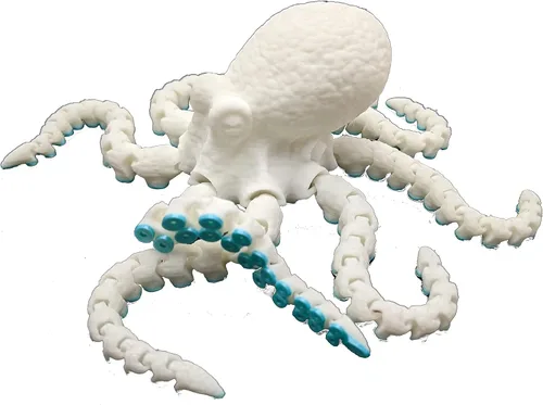 Miniatura 11 de Pulpo impreso en 3D – Personalizable, hecho a pedido Modelo animal articulado (pequeño, morado con tentáculos verde lima)