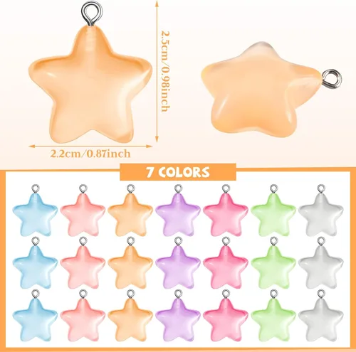 Miniatura 4 de Dijes de Estrella que Brillan en la Oscuridad Colgantes de Resina Luminosos Dijes a Granel Colgante de Estrella Cuentas Colgantes para Hacer Joyas