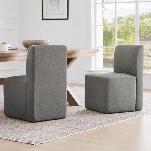Miniatura 16 de CHITA Juego de 2 sillas de comedor con ruedas, tapizadas sin brazos, modernas sillas de comedor con rodillos para dormitorio, sala de lectura, sala