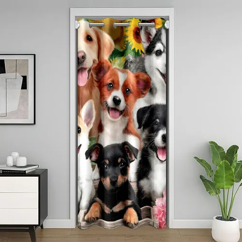 Miniatura 10 de Cortina opaca bohemia floral para dormitorio, cortina bohemia para puerta, 34 pulgadas de ancho x 80 pulgadas de largo, cortina de jardín de plantas