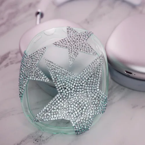 Miniatura 44 de MORWLAT Funda para AirPods Max con Diamantes de Imitación Brillantes Estrellas, Fundas Suaves Bonitas Transparentes y Brillantes para Mujeres