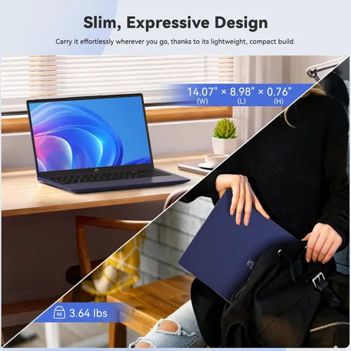 Miniatura 7 de NIMO Laptop portátil FHD IPS de 15.6", Intel Core i3-1215U (hasta 4.4 GHz, Beat R5 7520U), 8 GB de RAM 128 GB SSD Computadora de trabajo, KB