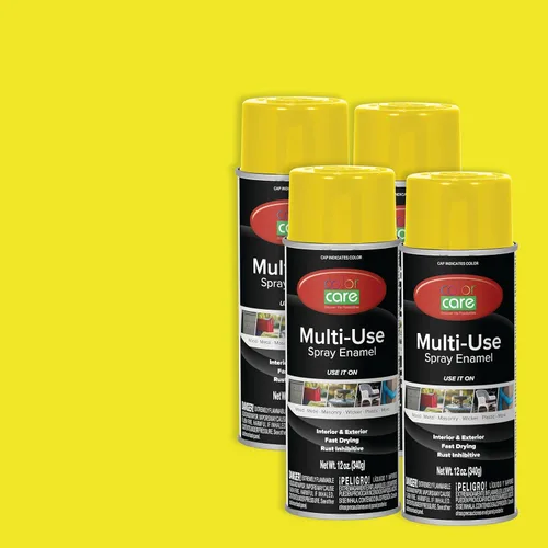Miniatura 65 de Pintura en aerosol, 12 onzas, paquete de 6 (mezcla de colores cálidos: blanco brillante, rojo rubí, naranja, amarillo, marrón, negro brillante)