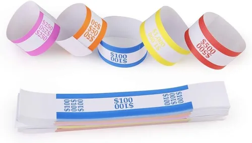 Miniatura 4 de L LIKED Paquete de 250 paquetes de bandas para billetes autosellantes, correas para billetes, bandas envolturas para billetes de dinero