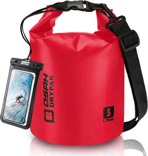 Miniatura 10 de Bolsa seca impermeable, 5L/10L/20L/30L/40L Mochila de almacenamiento ligera con funda para teléfono para mujeres y hombres, saco impermeable Gris