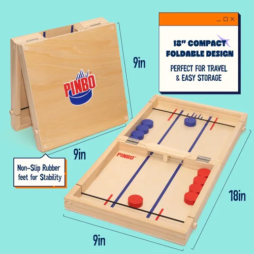 Miniatura 6 de Pinbo El juego clásico de cabestrillo Juego de mesa plegable de acción rápida para 2 jugadores de madera para niños y adultos Ideal para viajes