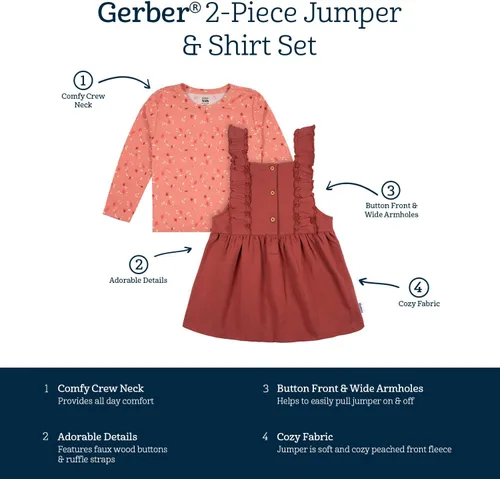Miniatura 6 de Gerber Conjunto de vestido de 2 piezas para bebés y niñas pequeñas
