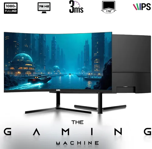 Miniatura 2 de MTG - Monitor curvo de 27 pulgadas, pantalla Full HD 1080P sin marco, audio HDMI DP USB, desenfoque de bajo movimiento, montaje VESA, combo
