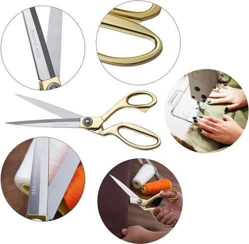 Miniatura 4 de Tijeras de tela de 10.5 pulgadas, tijeras de sastre afiladas de acero inoxidable, tijeras de ropa, tijeras de costura profesionales resistentes